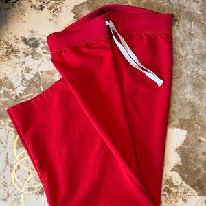 Figs Women's Boot Cut Scrub Pants in Bright Red with White Drawstring